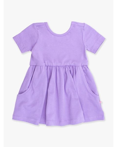 Wisteria Purple Knit Short Sleeve Twirl Dress