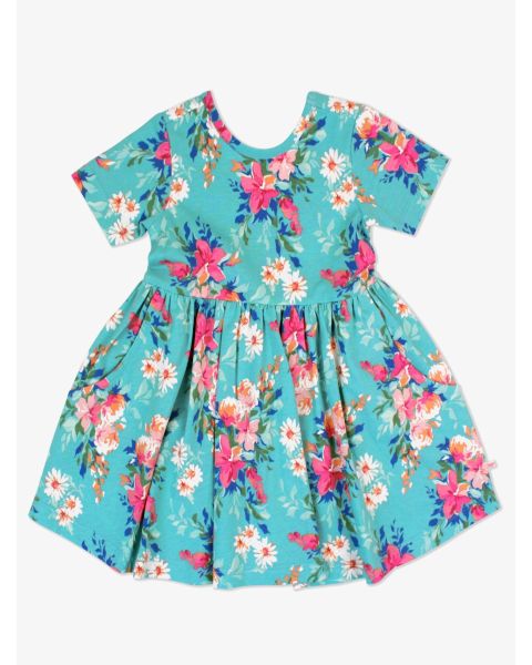 Fancy Me Floral Knit Short Sleeve Twirl Dress