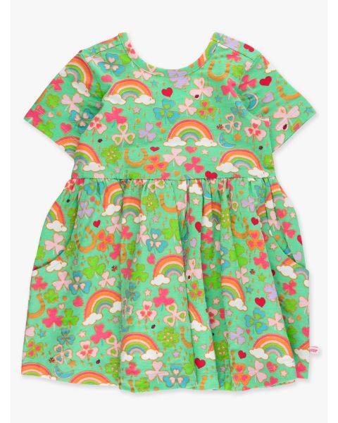 Green Lucky Day Knit Short Sleeve Twirl Dress