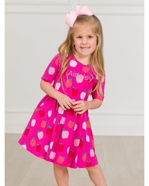 Apple of My Eye Knit Short Sleeve Twirl Dress