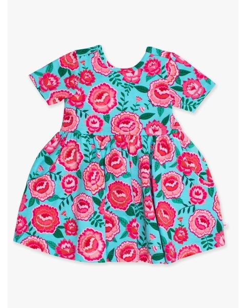Bright Blossoms Knit Short Sleeve Twirl Dress