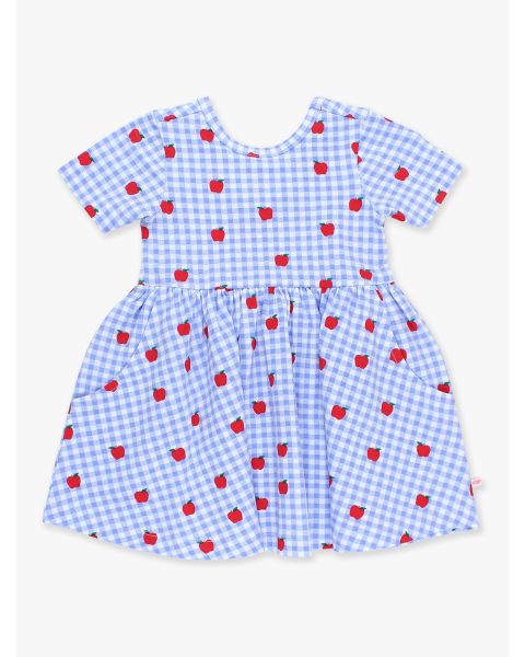 Apple Orchard Gingham Knit Short Sleeve Twirl Dress