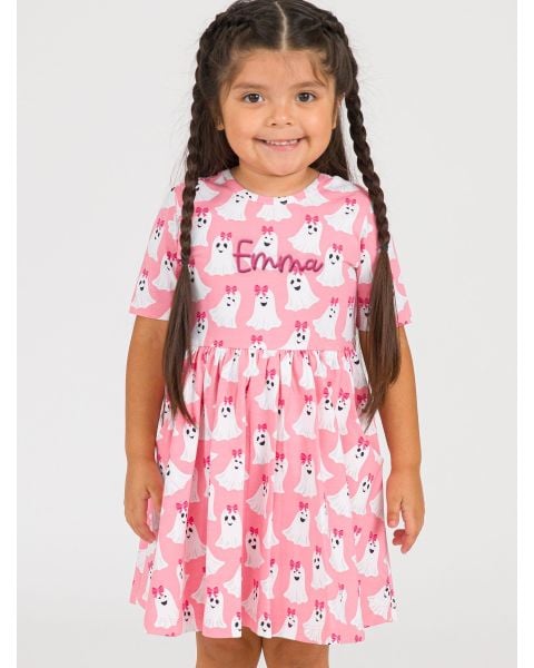 Ghostie Girls Knit Short Sleeve Twirl Dress