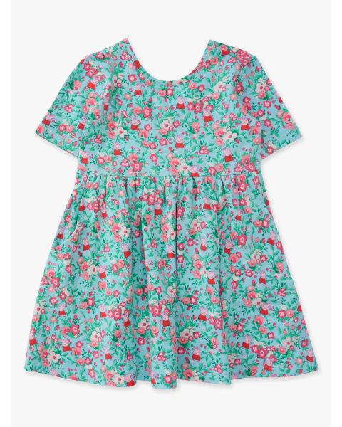 Blue Floral Peppa Pig Knit Short Sleeve Twirl Dress
