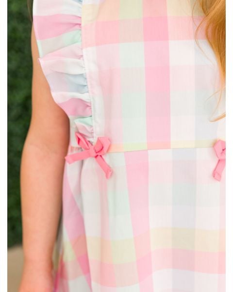 Picnic Plaid Sleeveless Pinafore Bow Dress