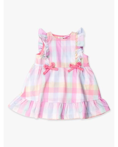 Picnic Plaid Sleeveless Pinafore Bow Dress