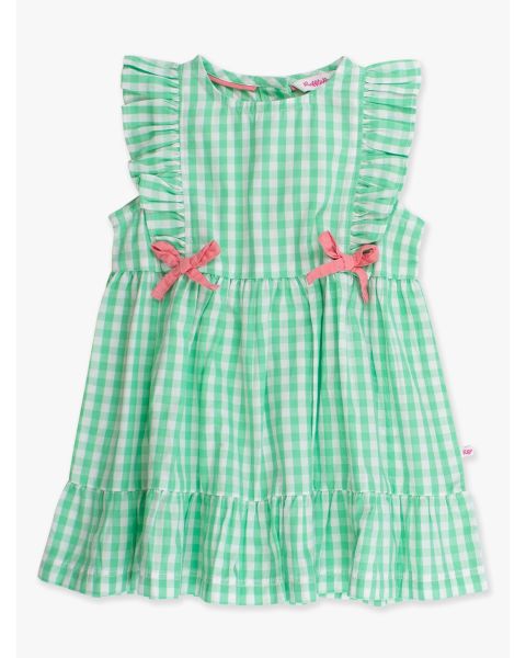 Classic Spring Green Gingham Sleeveless Pinafore Bow Dress