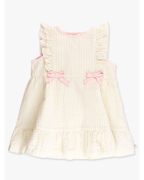 Banana Signature Seersucker Sleeveless Pinafore Bow Dress