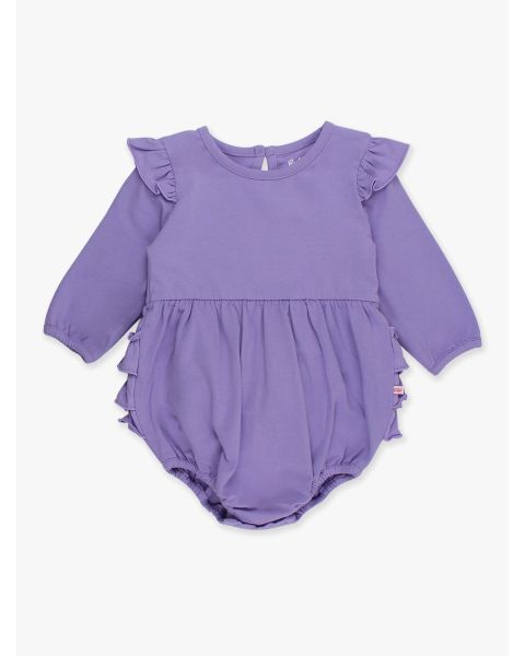 Wisteria Purple Knit Long Sleeve Flutter Bubble Romper