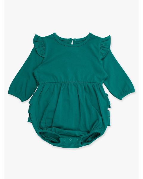 Emerald Green Knit Long Sleeve Flutter Bubble Romper