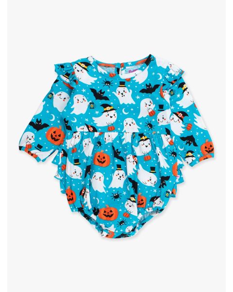 Happy Halloween Knit Long Sleeve Flutter Bubble Romper