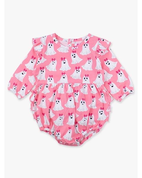 Ghostie Girls Knit Long Sleeve Flutter Bubble Romper