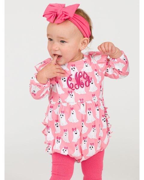Ghostie Girls Knit Long Sleeve Flutter Bubble Romper