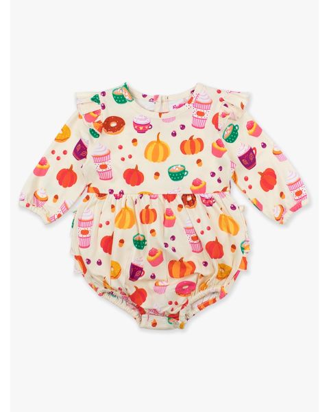 Fall Treats Knit Long Sleeve Flutter Bubble Romper