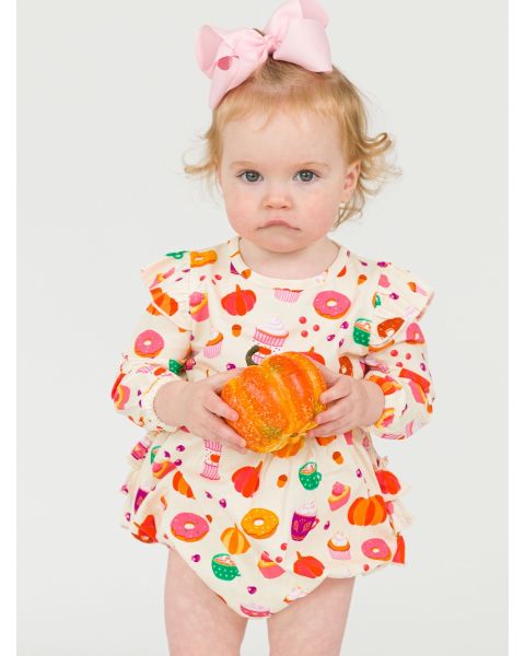 Fall Treats Knit Long Sleeve Flutter Bubble Romper