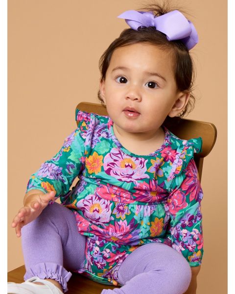 Wisteria Blooms Knit Long Sleeve Flutter Bubble Romper