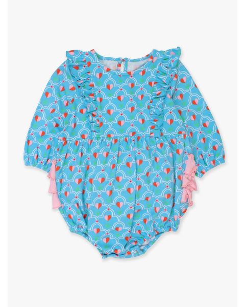 Sweetheart Blooms Long Sleeve Waterfall Knit Bubble Romper