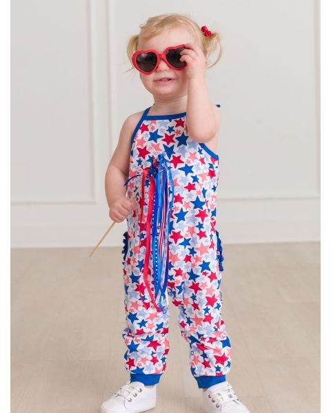 Star-Spangled Tie Full Length Romper