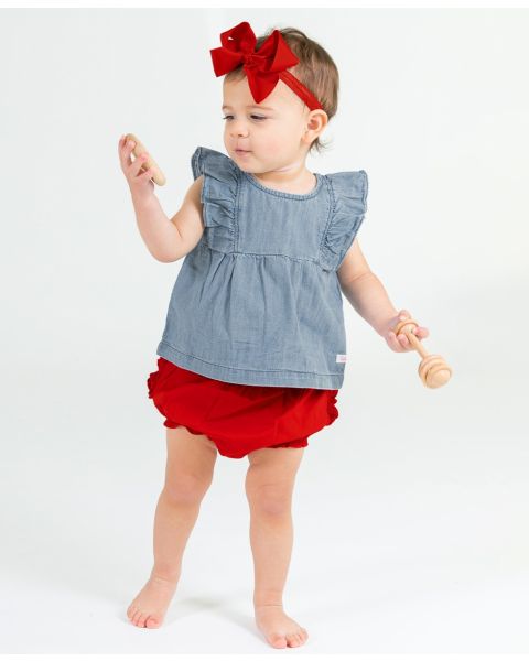 Red Woven RuffleButt Bloomer