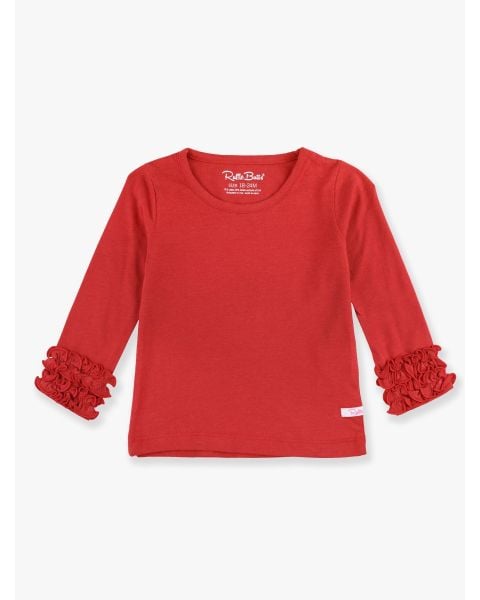 Red Ruffled Long Sleeve Layering Tee