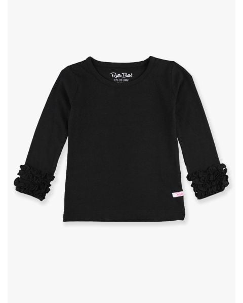 Black Ruffled Long Sleeve Layering Tee