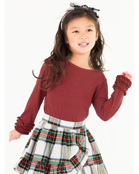 Rosewood Ruffled Long Sleeve Layering Tee
