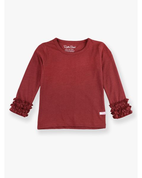 Rosewood Ruffled Long Sleeve Layering Tee