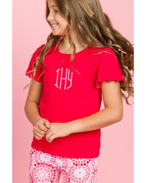 Red Short Sleeve Scallop Tee