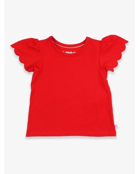 Red Short Sleeve Scallop Tee
