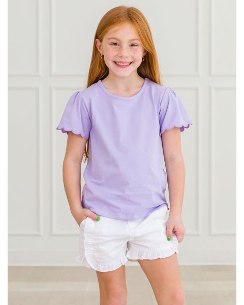 Lavender Short Sleeve Scallop Tee