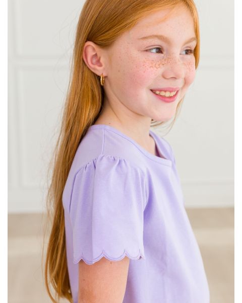 Lavender Short Sleeve Scallop Tee