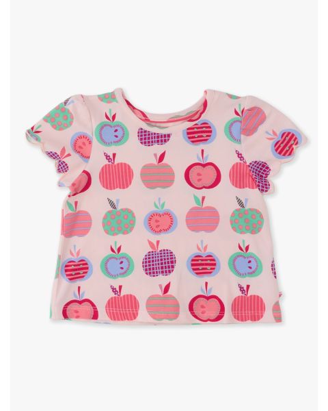 Pink Apple Patch Short Sleeve Scallop Tee