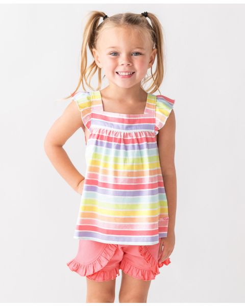 Rainbow Parade Square Neck Flutter Tank Knit