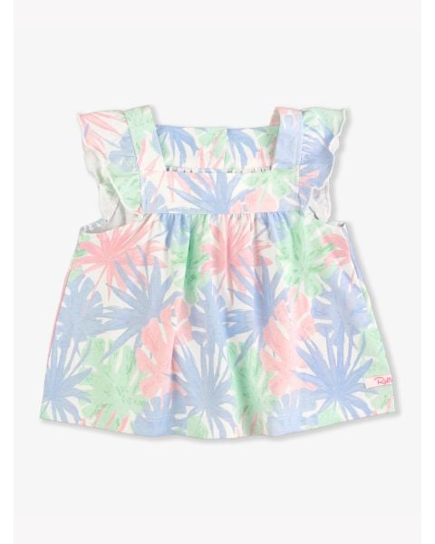 Pastel Palms Square Neck Flutter Knit Tank Top