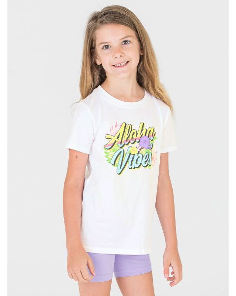 Girls' White Short Sleeve Graphic Tee
