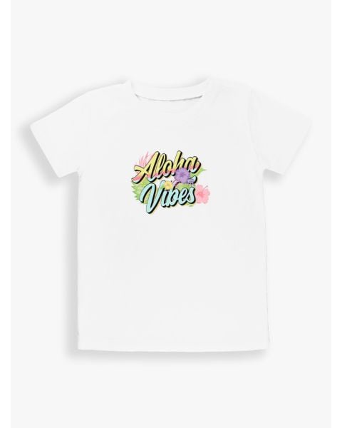 Girls' White Short Sleeve Graphic Tee