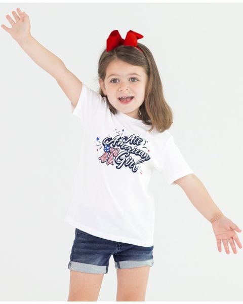 White Americana Girls' Graphic Tee