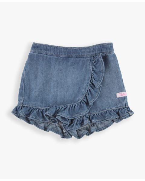 Light Wash Denim Ruffled Skort