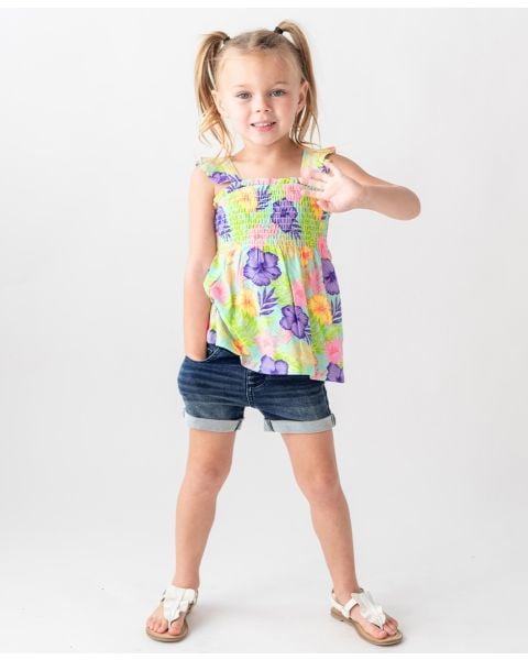 Medium Wash Girls' Stretch Denim Shorts