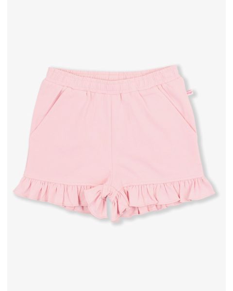 Pink Girls Knit Ruffle Trim Shorts