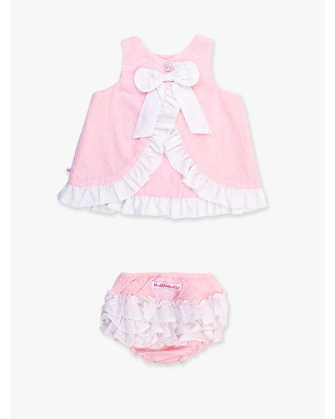 Pink & White Embroidered Dot Swing Top and Bloomer Set