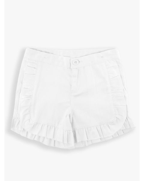 White Kids Ruffle Trim Woven Shorts
