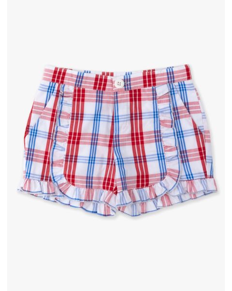 Lincoln Plaid Ruffle Trim Woven Shorts