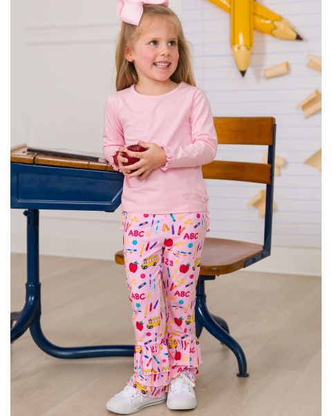Pink School House Ruffle Flare Pants