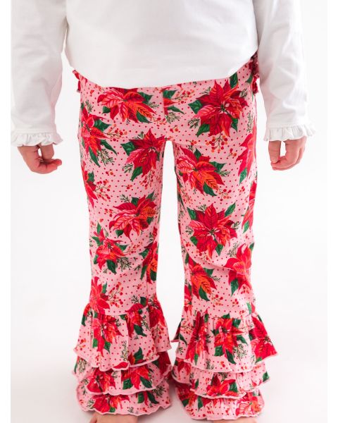 Poinsettia Wonderland Ruffle Flare Pants
