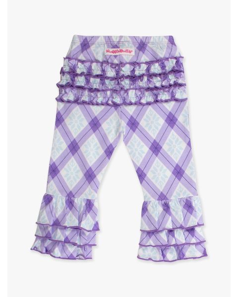 Purple Enchanted Argyle Ruffle Flare Pants