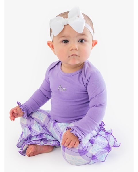 Purple Enchanted Argyle Ruffle Flare Pants