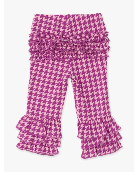 Plum Tart Houndstooth Flare Pants, with Signature Rear Ruffles
