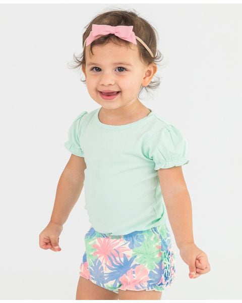 Mint Knit Puff Short Sleeve Bodysuit