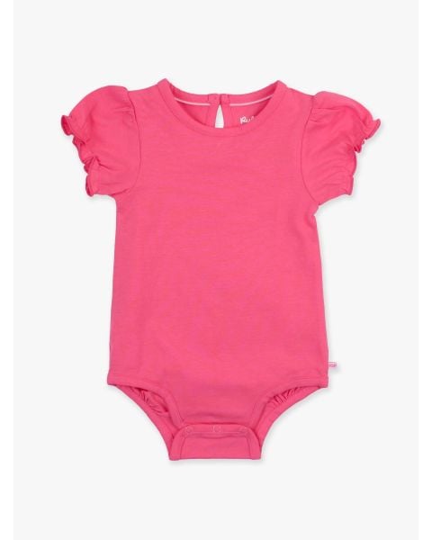 Hot Pink Knit Puff Short Sleeve Bodysuit